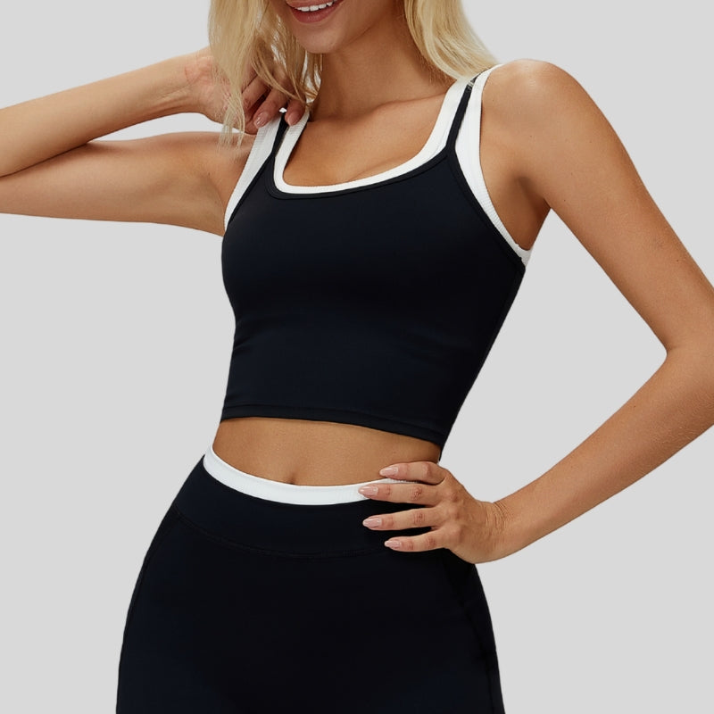 Two-piece contrasting sports tank top