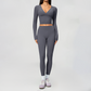 Wholesale Women's Cream-Feel Fleece Long Sleeve Top & High-Waist Leggings Set