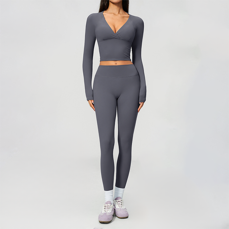 Wholesale Women's Cream-Feel Fleece Long Sleeve Top & High-Waist Leggings Set