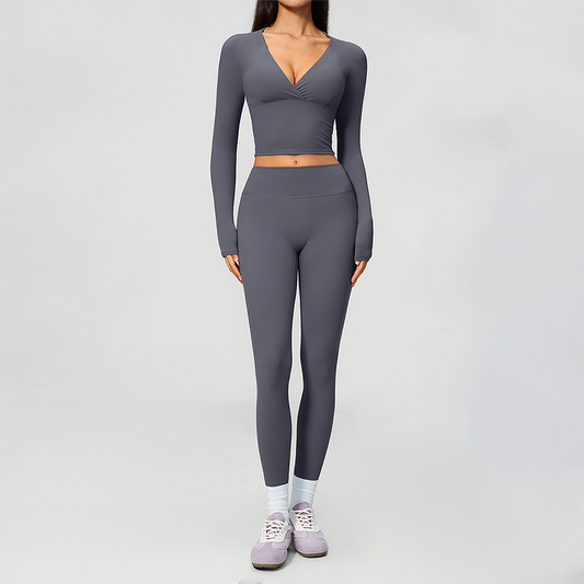 Wholesale Women's Cream-Feel Fleece Long Sleeve Top & High-Waist Leggings Set