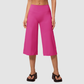 Wholesale Women's High-Waist Brushed Cropped Yoga Pants – Loose Wide-Leg Mid-Length Fitness Pants