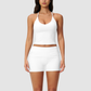 Wholesale women's brushed vest and fold-over hip-lifting shorts set