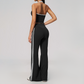 Wholesale Women's Bare-Feel Color-Block Tank Top & High waisted flared pants Set
