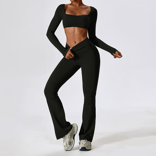 Wholesale Solid color yoga fitness long | Wonderxfans bulk activewear