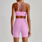 Wholesale Women's Quick-Dry Naked Feel Vest+Fitted Biker Shorts Yoga Set