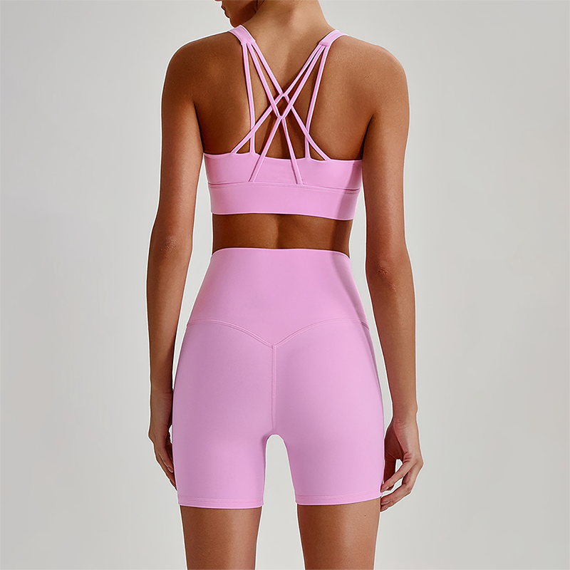 Wholesale Women's Quick-Dry Naked Feel Vest+Fitted Biker Shorts Yoga Set