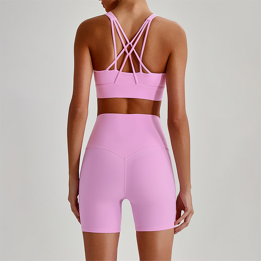 Wholesale Women's Quick-Dry Naked Feel Vest+Fitted Biker Shorts Yoga Set