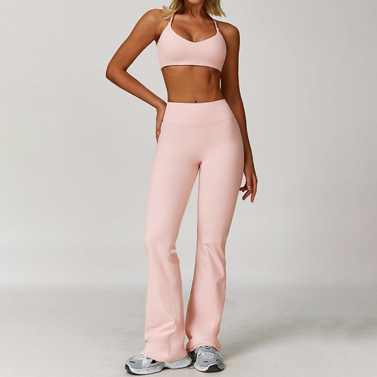 Brushed yoga bra + Flared Leg pants 2-piece set