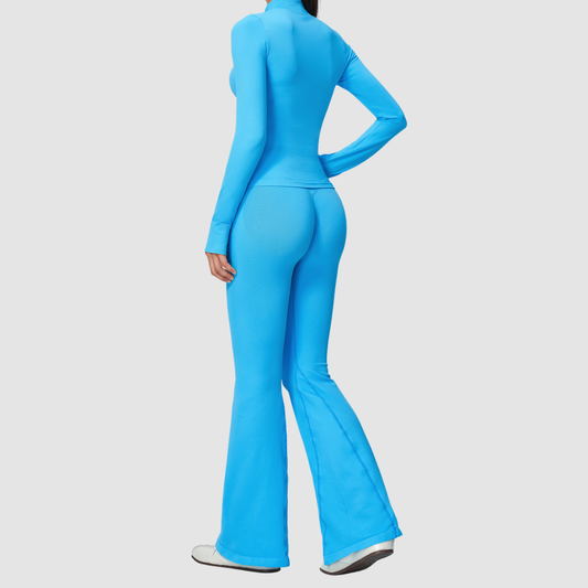 Wholesale Women's Zip-Front Jacket & Flared Yoga Pants Set