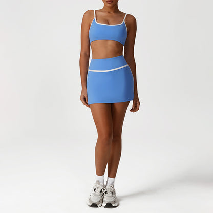 Quick-Drying Built-In Pads Bra + High-Waisted Skirt 2-Piece Set