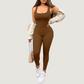 Women's removable chest pad square neck jumpsuit