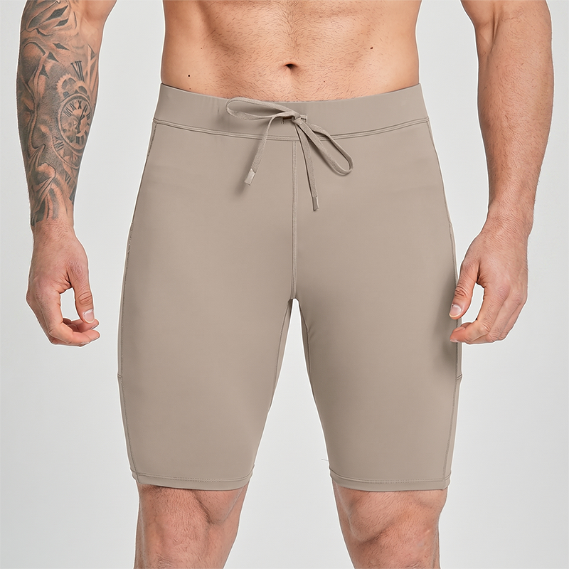 Wholesale Men's High-Waist Compression Shorts – Tummy Control Double-Layer Gym Shorts