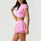 Wholesale Women's Tennis Set: Short Sleeve Top & Skirt – Quick-Dry Anti-Exposure
