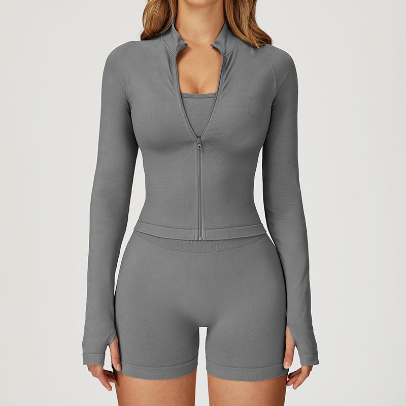 Snug-Fit Jacket + Butt-Lifting Shorts 2-Piece Set