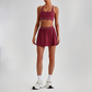 Wholesale Naked-Feel Sports Bra & Pleated Tennis Skirt Set – Quick-Dry Athletic 2-Piece with Built-In Shorts