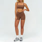 Square neckline backless sports bra + athletic slimming shorts 2-piece set