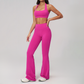 Halter Sports Bra + High-waisted Flared Leg pants 2-Piece Set