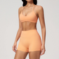 Wholesale Women's Halter Neck Sports Bra & High-Waist Booty Shorts Set – Seam-Detail Quick-Dry 2-Piece Yoga Set