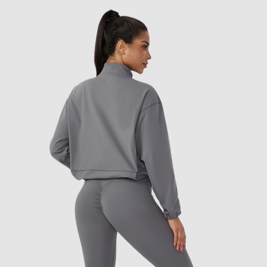 Wholesale Women's Fleece-Lined Stand-Collar Zip Fitness Jacket