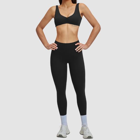 Wholesale Women's Brushed Halter Neck Backless Sports Bra + High-Waist Leggings Set – Yoga Fitness Activewear