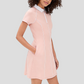 Wholesale Women's Polo Collar Tennis Dress – Color-Block Short-Sleeve Anti-Exposure Sports Dress