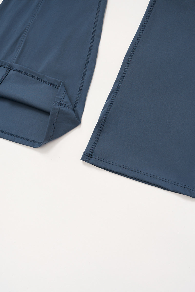 Sports vest with U-shaped+High waisted sports flared pants 2-piece set