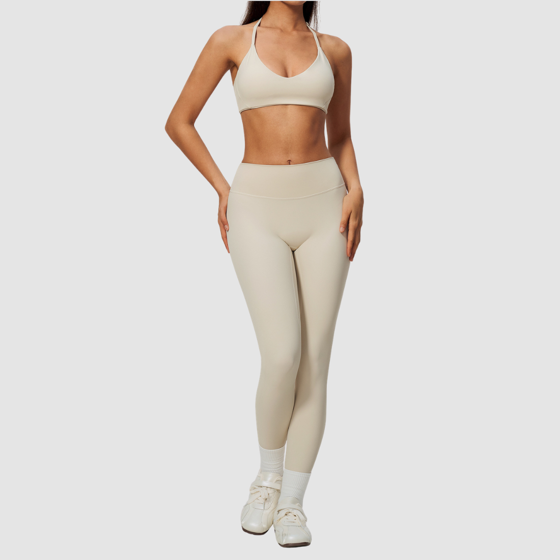 Wholesale Women's Activewear Brushed Padded Bra & Fitted Long-Pants Yoga Set