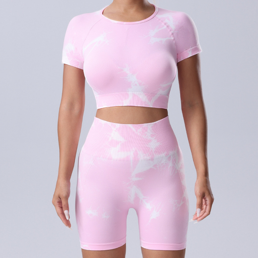 Wholesale Tie-dye short-sleeve top and shorts | Wonderxfans bulk activewear