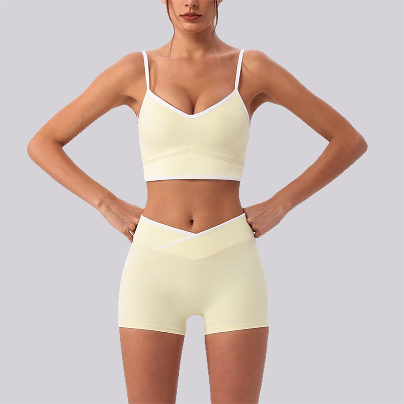 Wholesale Women's Spaghetti Strap Sports Bra & Shorts Set – Naked-Feel Yoga 2-Piece Gym Set