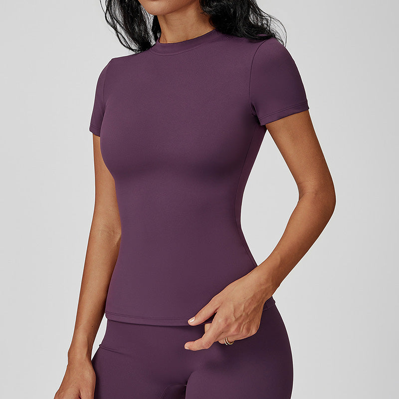 Brossé à manches courtes et à col rond en yoga