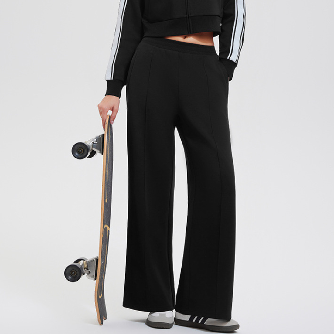 Women's Activewear Color-Block Jacket & Straight-Leg Pants Sports Set