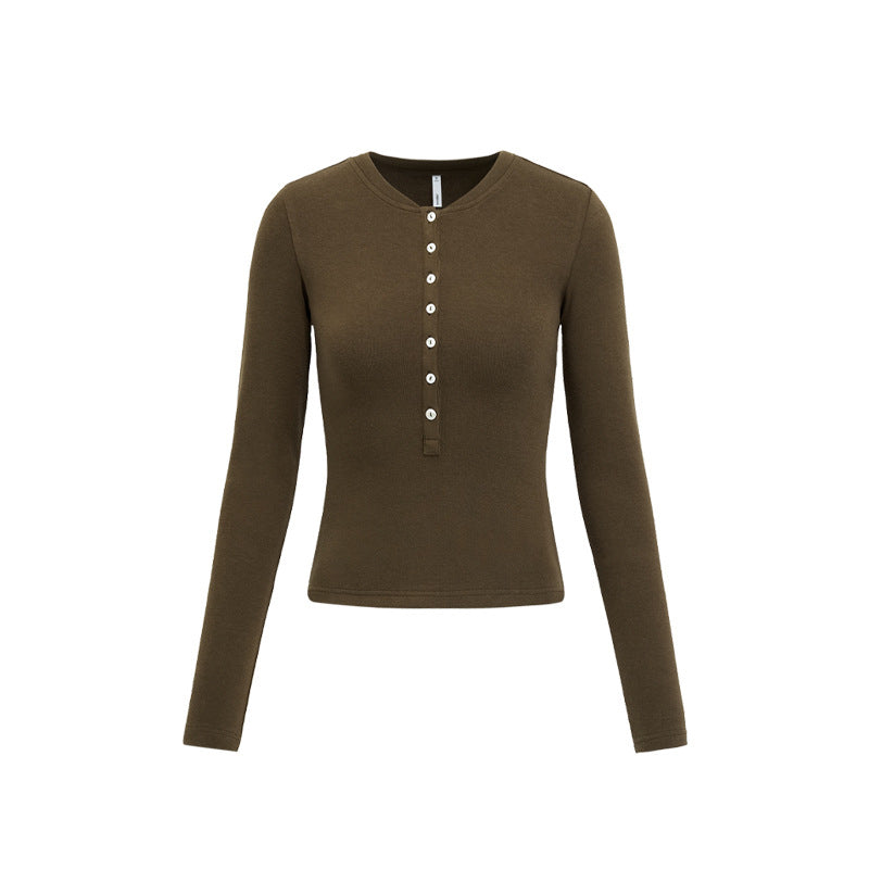 Long-sleeved T-shirt with waist slim