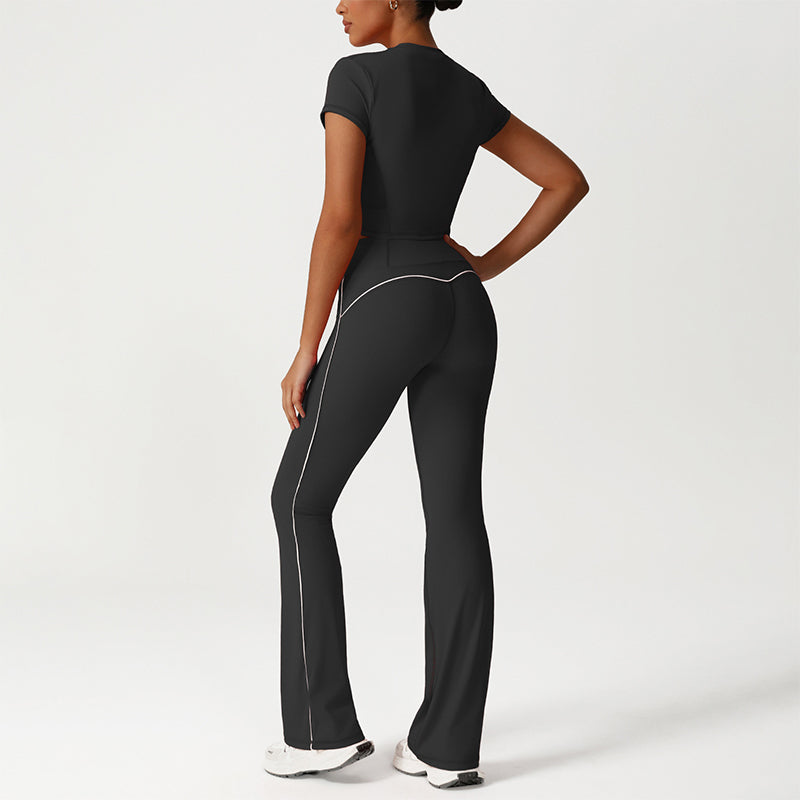 Snug-Fit Cropped T-Shirt + Butt-Lifting Flared Pants 2-Piece Set