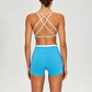 Wholesale Women's Color Block Cross-Back Sports Bra & High-waist Short (Pre-sale)