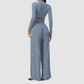 Wholesale Women's Stripe Yoga Bra & Wide-Leg Pants & Jacket 3-Piece Set