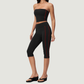 Wholesale Women's Brushed Strapless Tube Top & Mid-Length Leggings Set – Padded Yoga Fitness 2-Piece