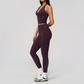 Wholesale Women's Cream-Feel Fleece Deep-V Halter Neck Tank Top & Leggings Set