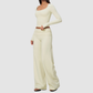 Wholesale Women's Brushed Yoga Set: Long-Sleeve Crop Top & Wide-Leg Pants