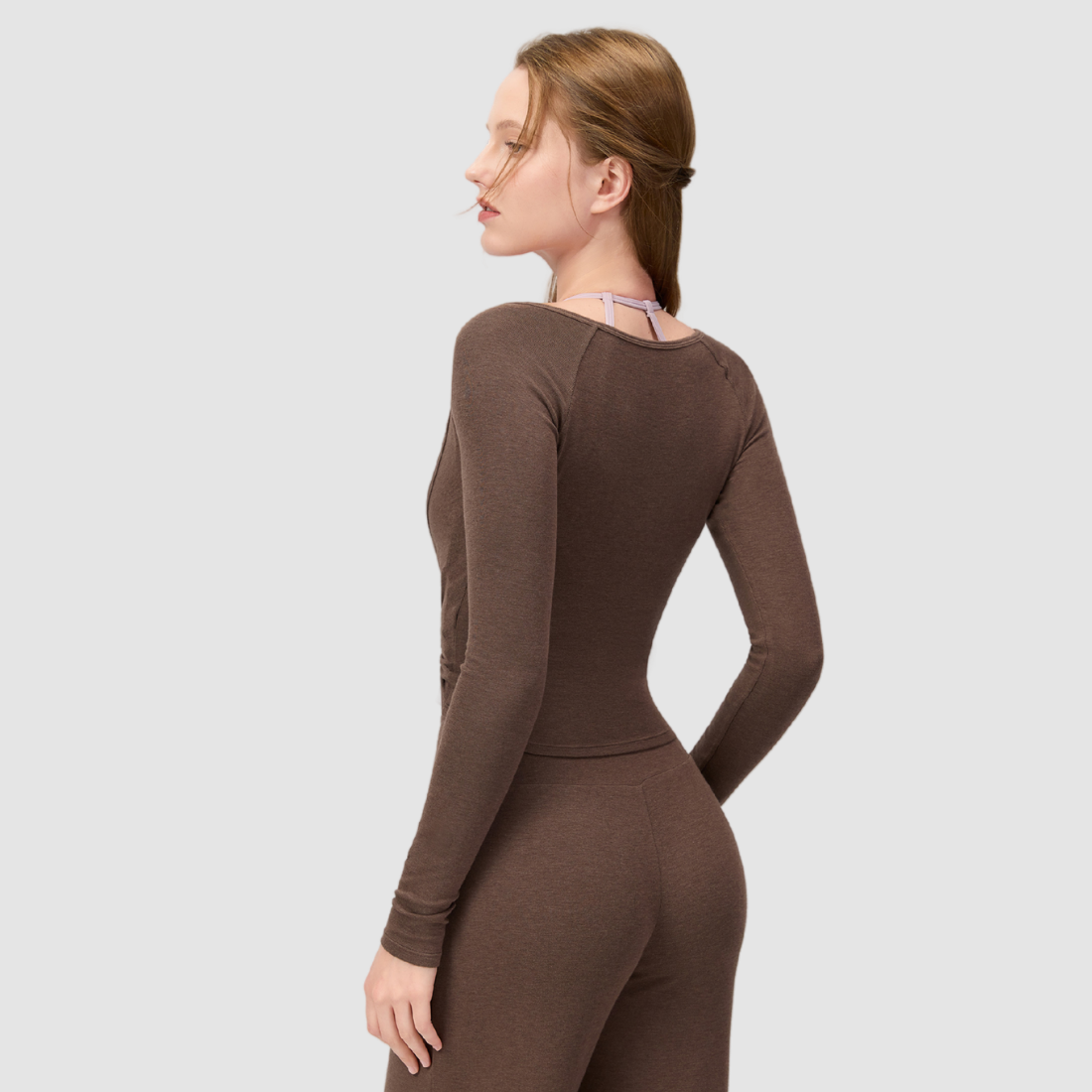 Wholesale Women's Twist-Knot Long-Sleeve Yoga Top – Fitted Running Cover-Up