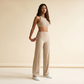 Wholesale Women's Brushed Fabric Sports Bra and Wide-Leg Pants Set