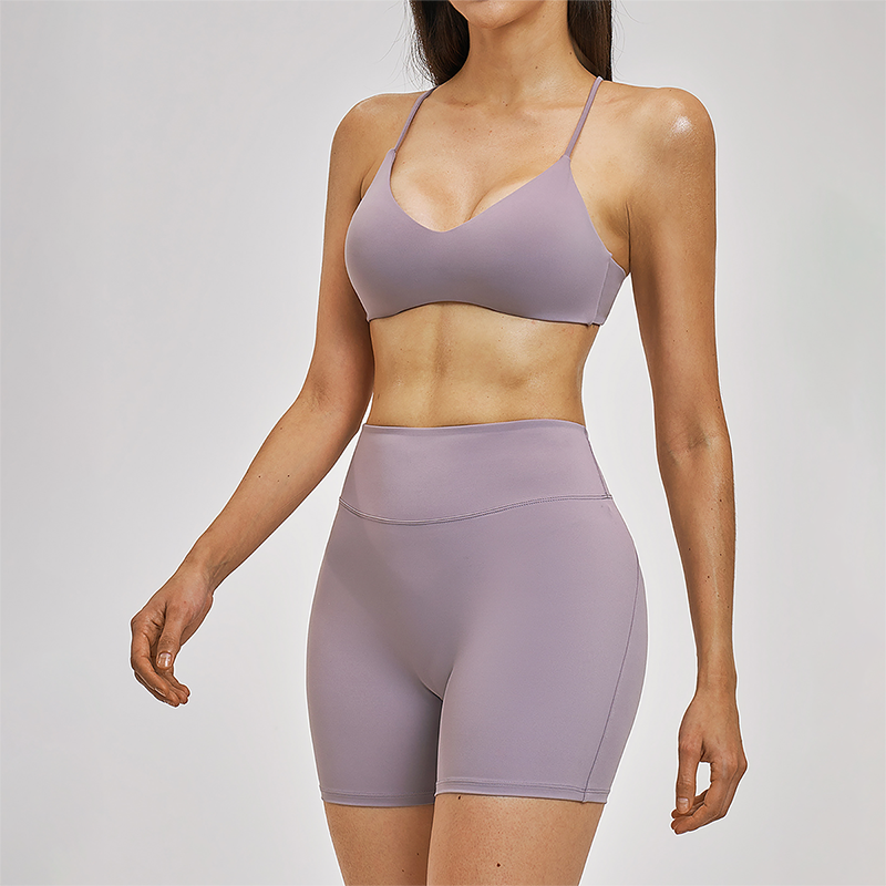 Wholesale Cross Back Tank Top+High Waist short 2-piece Set