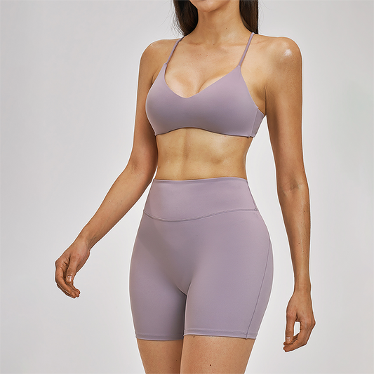 Wholesale Cross Back Tank Top+High Waist short 2-piece Set
