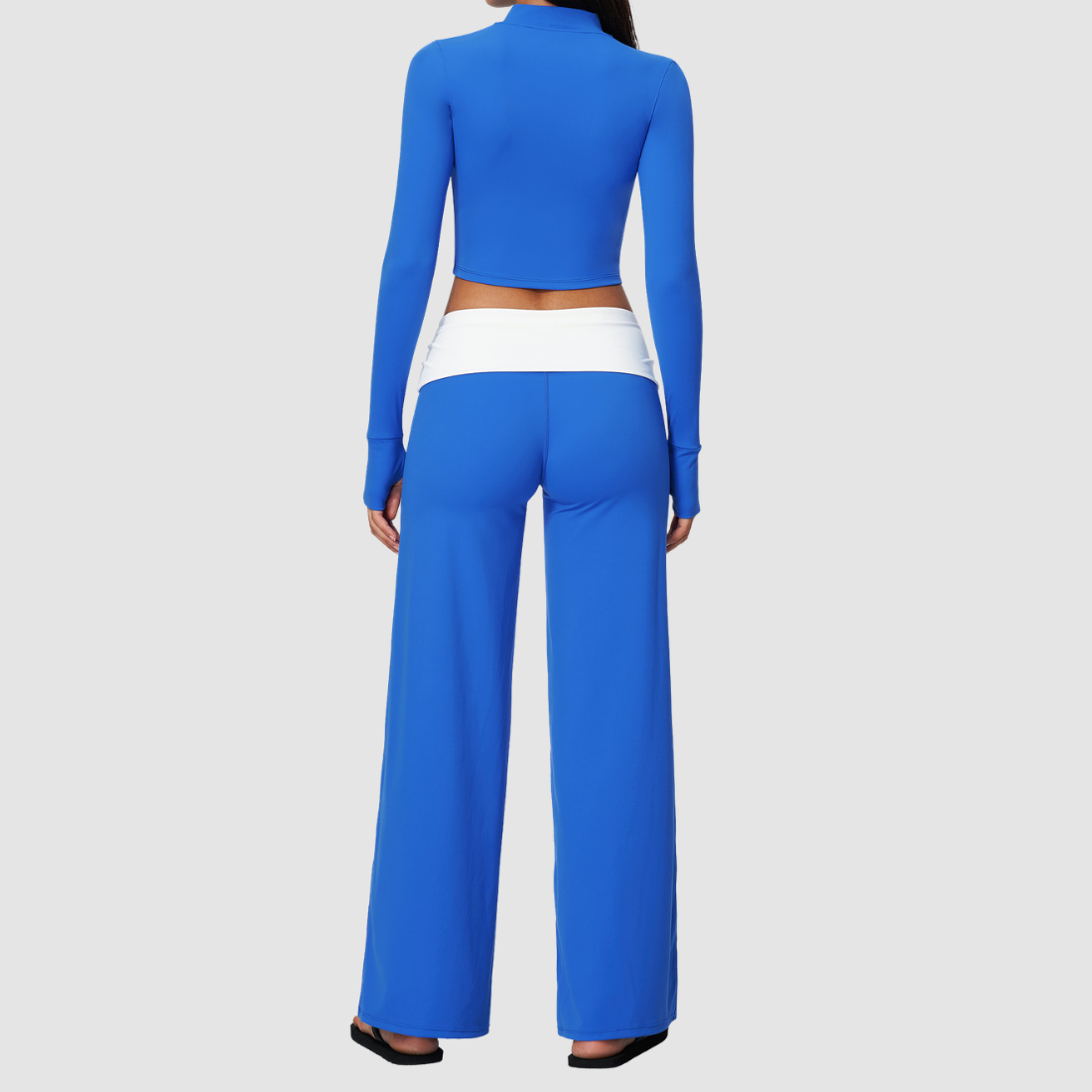 Wholesale Women’s Stand-Collar Zip Jacket & Flared Yoga Pants Set