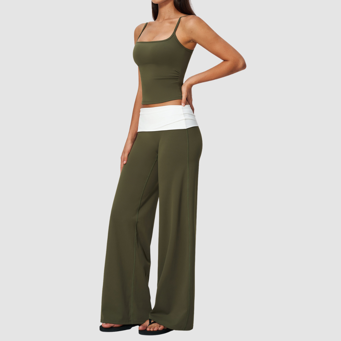 Wholesale Women’s Padded Strap Tank & Wide-Leg Yoga Pants Set