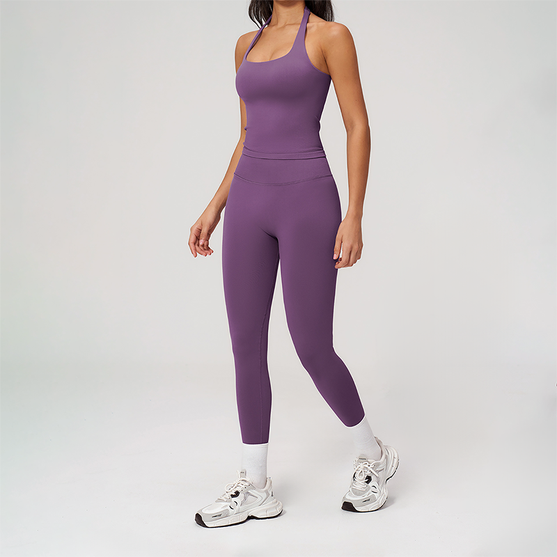 Wholesale Seamless Racerback Tank Top & High-Waist Leggings Set – Quick-Dry Yoga 2-Piece