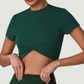 Wholesale Women's Quick-Dry Fitted Short Sleeve Crop Top – Breathable Workout Gym Activewear