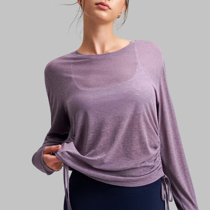 Round neck yoga long-sleeved cover-up