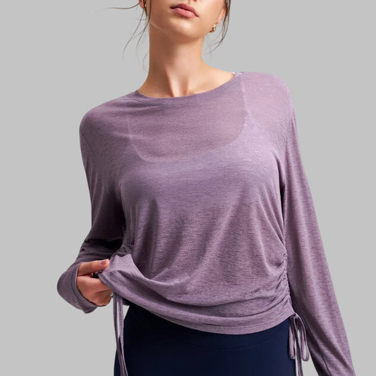Round neck yoga long-sleeved cover-up