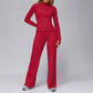 Zippered quick-drying sports jacket+High-waisted wide-leg sweatpants 2-piece set