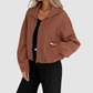 Wholesale Women's Stand-Collar Zip Jacket – Loose Drawstring Pocket Outerwear